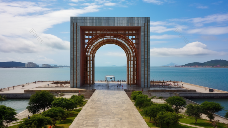 设计感大海前的门艺术风景,高清,摄影图,摄影图片,图片大全,摄影图免费下载